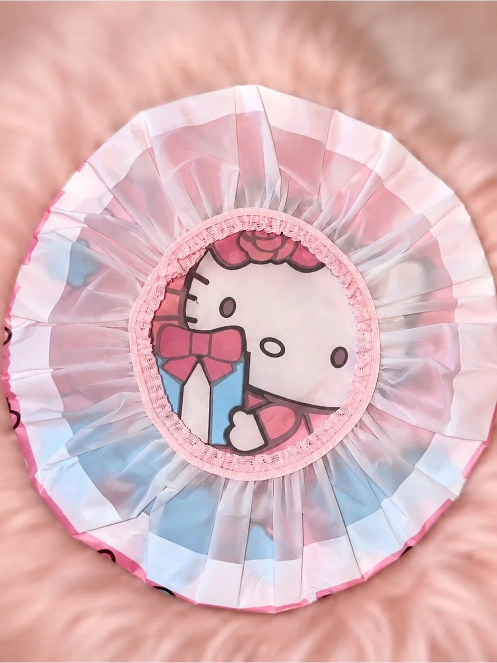 Hello Kitty Pink and Blue Plastic Shower Cap
